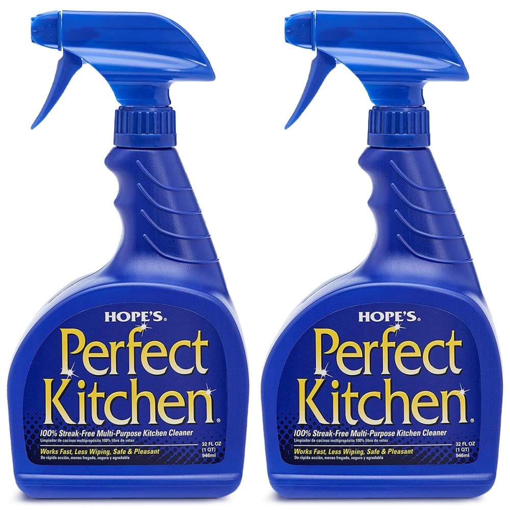 HOPE\'S Perfect Kitchen Cleaner Spray - 32 Oz No-Residue All Purpose Cleaning Spray - Multisurface Degreaser for Counters, Stoves, Microwaves, and More - Pet and Home Safe - Pack of 2