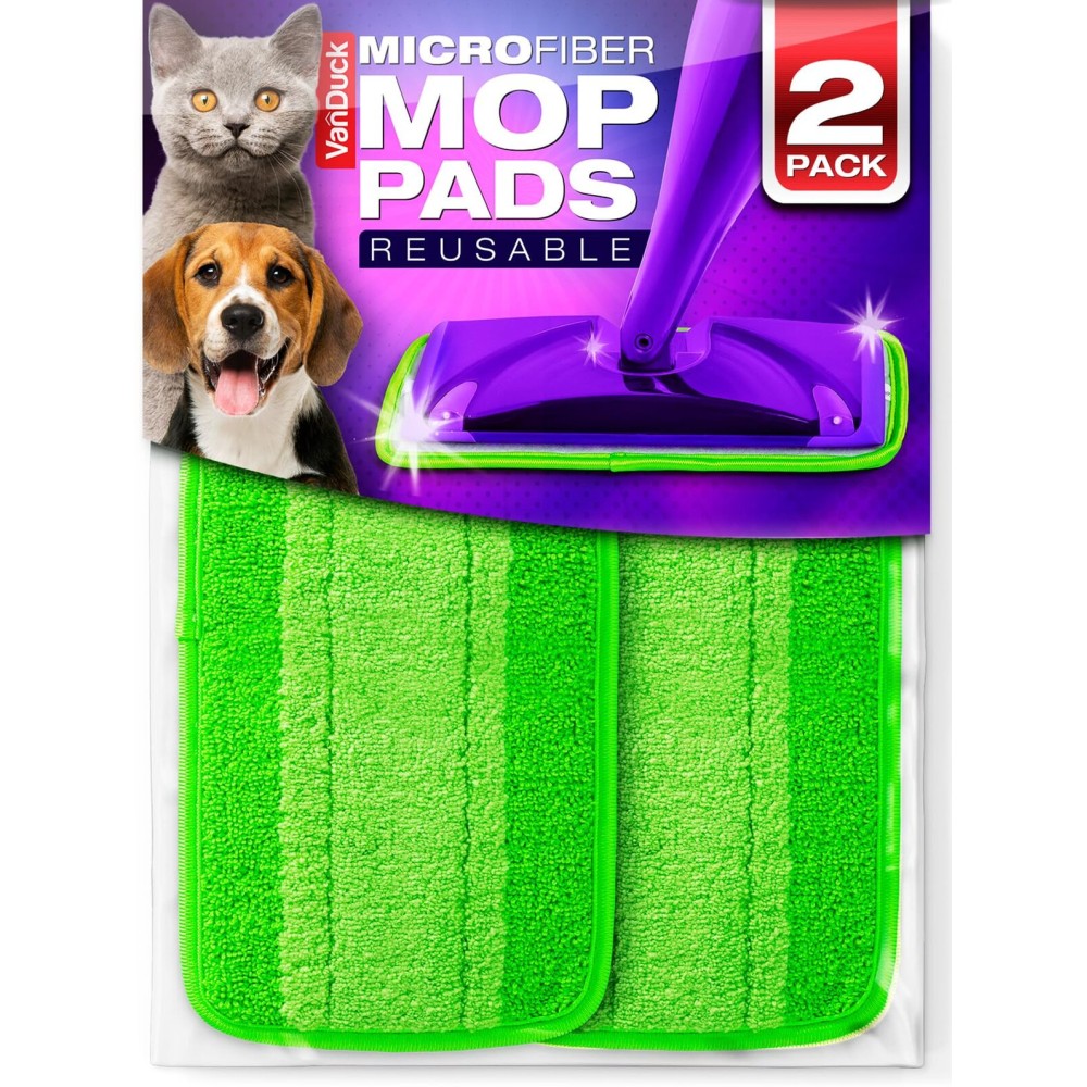 VanDuck Reusable Mop Pads Compatible with Swiffer WetJet (2 Pack) - Microfiber Mop Refill for Wet Mopping Cloths - Hardwood Floor Cleaning Spray Pads are Reusable Replacements