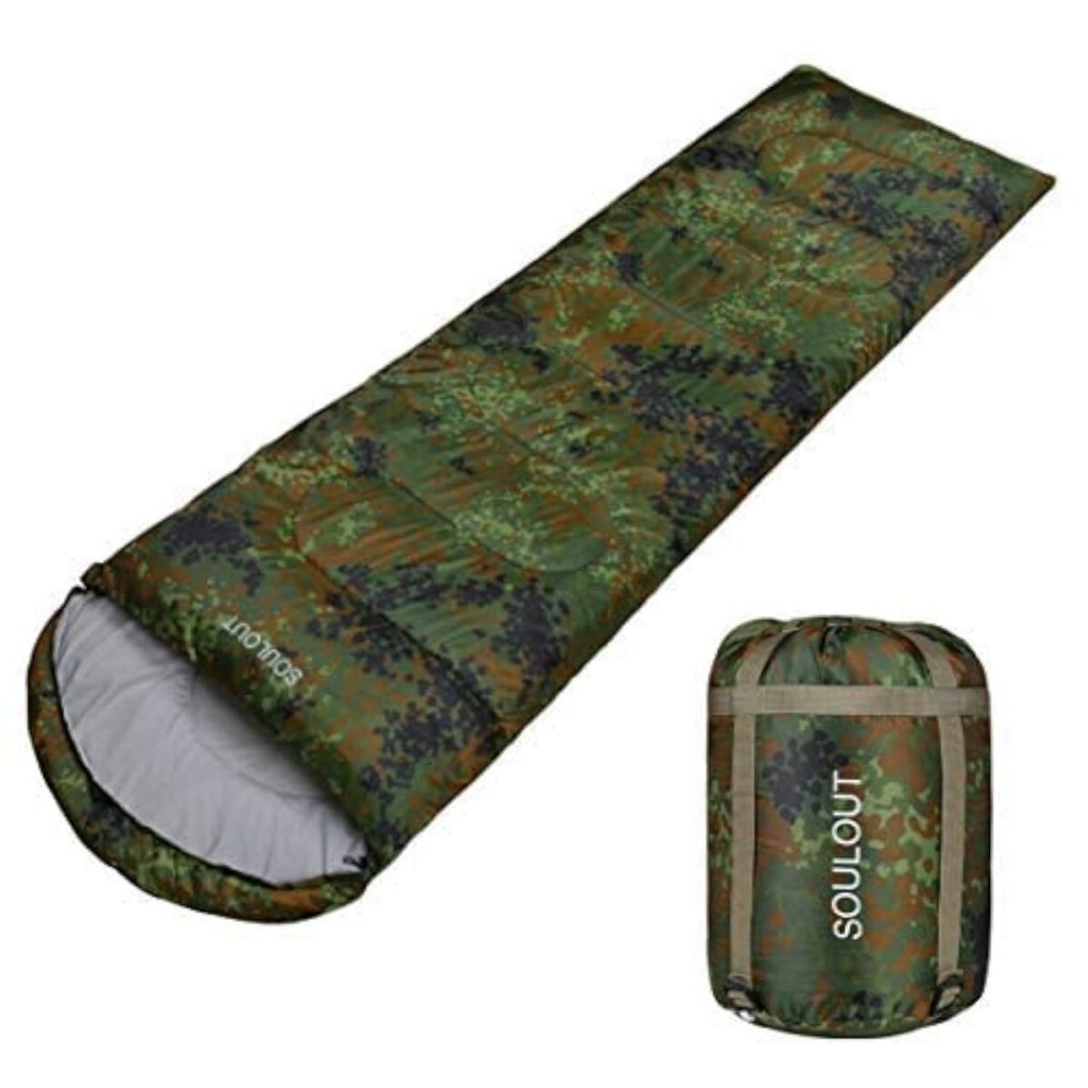 3-4 Season Sleeping Bag for Adults & Kids, Lightweight Warm Cold Weather Camping Bag with Waterproof Compression Sack - Portable for Hiking, Backpacking, Traveling & Outdoor Adventures (Camouflage)