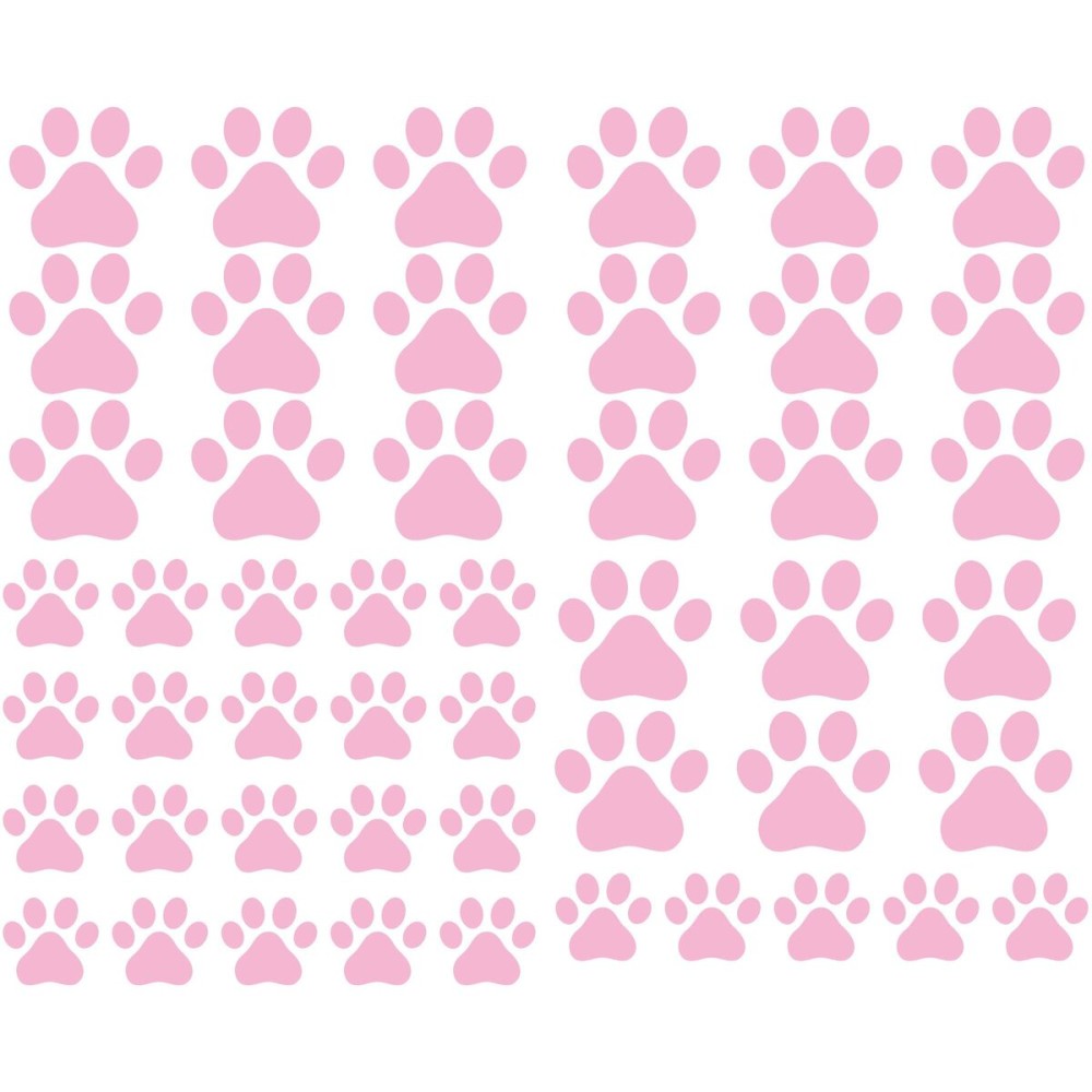 49 Pieces/Set Dog Paws Wall Decals Vinyl Pawprints Sticker Animal Footprint Wall Art Decoration for Kids Boy Girl Baby Nursery Bedroom Living Room Animal Tracks Decor YMX21 (Soft Pink)