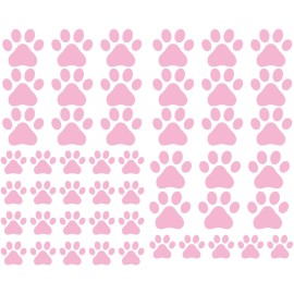49 Pieces/Set Dog Paws Wall Decals Vinyl Pawprints Sticker Animal Footprint Wall Art Decoration for Kids Boy Girl Baby Nursery Bedroom Living Room Animal Tracks Decor YMX21 (Soft Pink)