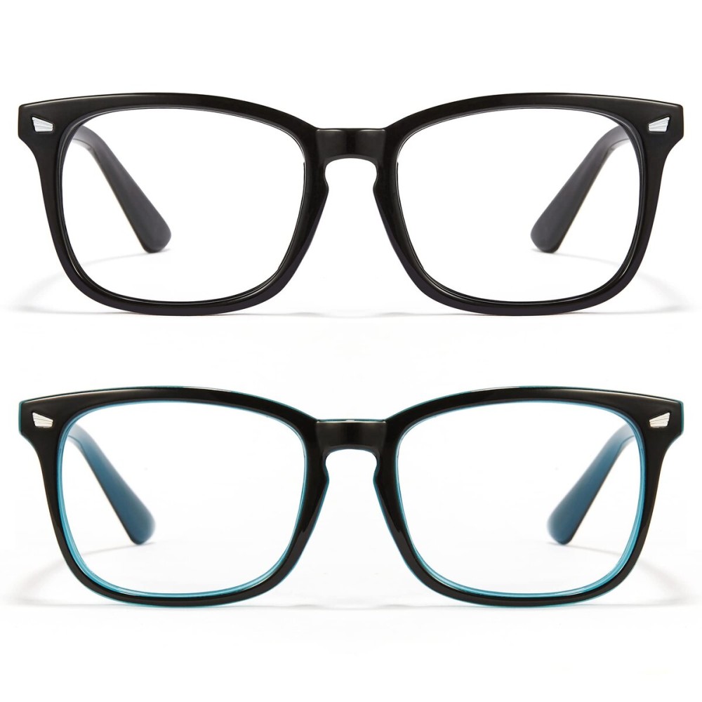 Cyxus 2-Pack Blue Light Blocking for Men Women Glasses Computer Glasses Retro Square Clear Lens Eyeglasses Frame