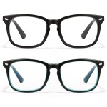 Cyxus 2-Pack Blue Light Blocking for Men Women Glasses Computer Glasses Retro Square Clear Lens Eyeglasses Frame