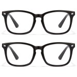 Cyxus 2-Pack Blue Light Glasses Computer Glasses UV Blocking Square Nerd Eyeglasses Frame for Men Women, Anti Glare, Anti Eyestrain