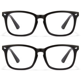 Cyxus 2-Pack Blue Light Glasses Computer Glasses UV Blocking Square Nerd Eyeglasses Frame for Men Women, Anti Glare, Anti Eyestrain