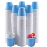 Turbo Bee 600 Pack 3 oz Disposable Paper Cups,Hot/Cold Beverage Drinking Cup,Small Blue Paper Cups for Bathroom and Mouthwash
