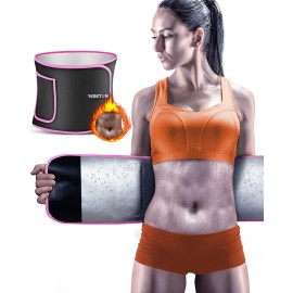 TESETON Sweat Band Waist Trainer for Women, Wasit Trimmer for women Men, Sweat Belt, Wraps Waist Trainer for Belly Fat, Stomach Sauna Sweat Band for Men Sport Fitness 01 Pink S