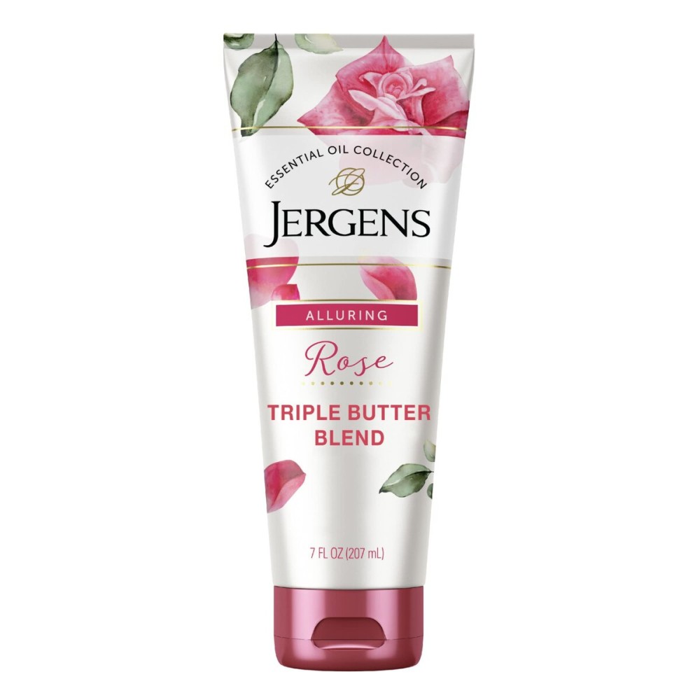 Jergens Rose Body Butter Lotion, Hand and Body Moisturizer with Camellia Essential Oil, for Indulgent Hydration, 7 Oz