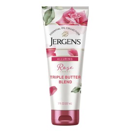 Jergens Rose Body Butter Lotion, Hand and Body Moisturizer with Camellia Essential Oil, for Indulgent Hydration, 7 Oz