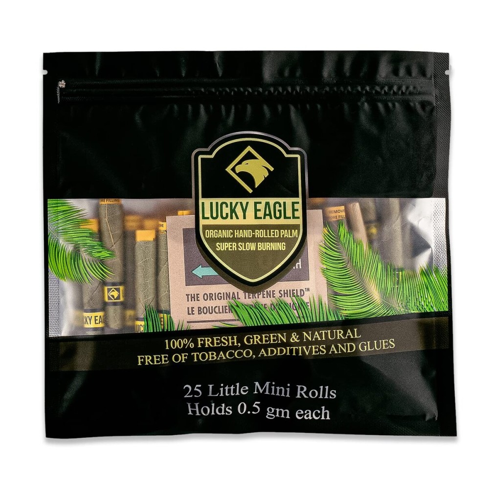 Lucky Eagle Pre Rolled Cones - Hand Rolled Palm Leaf Rolls With Corn Husk Filter - Natural, Organic Pre-Wrapped Mini Cones, 25 Rolls (Little Mini)