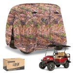 10L0L Golf Cart Cover 2/4/4+2 Passenger for Yamaha EZGO Club Car, Heavy Duty 420D Waterproof Windproof Durable Polyester Golf Cart Cover with 3 Zipper Doors for All-Weather Protection - Camouflage