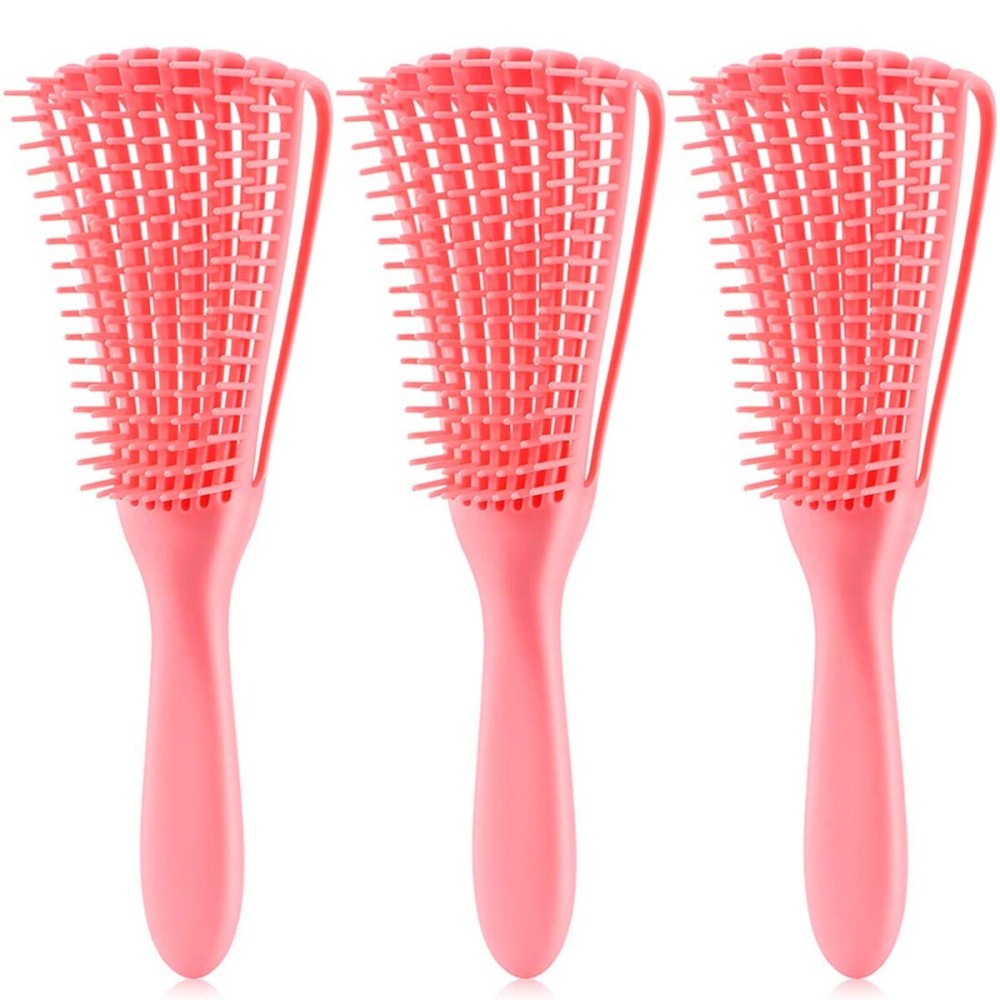 A.DASHER Detangling Brush for Afro American/African Hair Textured 3a to 4c, Kinky Wavy/Curly/Coily/Wet/Dry/Oil/Thick/Long Hair, Women\'s Knots Detangler Scalp Massage Comb (3 pcs, 3-Pink)