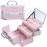 FRENESSA Makeup Case Organizer Portable Makeup Train Case Cosmetic Box with Mirror Jewerly Tray for Girls Nail Supplies Make Up Cases Organizers and Storage Kids Craft Case Pink