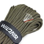 WILDAIR Paracord Survival Paracord Parachute Fire Cord Survival Ropes 4-in-1 5/32 Diameter U.S. Military Type III with Integrated Fishing Line, Fire-Starter Tinder (Black Khaki Stripe)