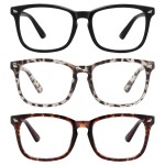 MEETSUN Blue Light Blocking Glasses, Anti Eye Strain Headache (Sleep Better),Computer Reading Glasses UV400 Transparent Lens (Black+Leopard+Tortoise, 53)