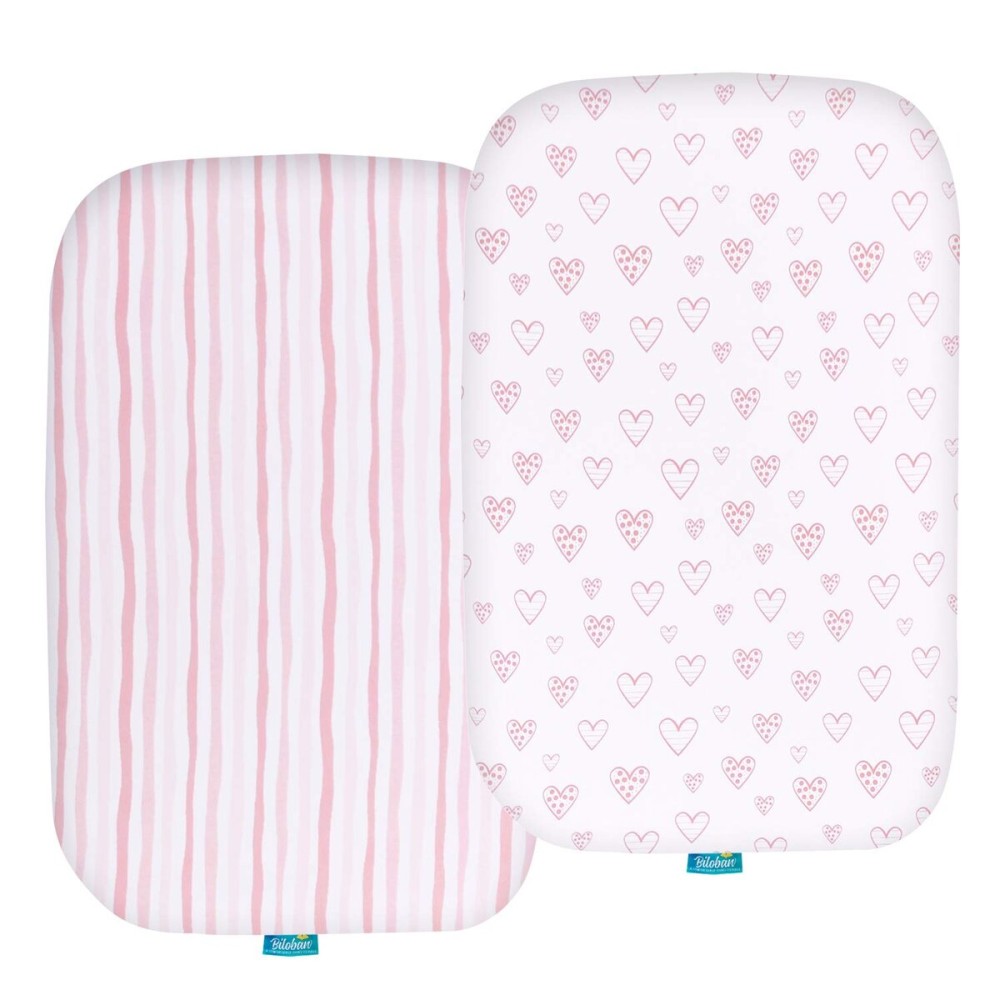 Bassinet Sheets Compatible with Baby Delight Beside Me Dreamer Bassinet, 2 Pack, Ultra Soft Bassinet Sheet for Baby, Pink Print