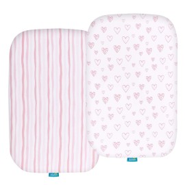 Bassinet Sheets Compatible with Baby Delight Beside Me Dreamer Bassinet, 2 Pack, Ultra Soft Bassinet Sheet for Baby, Pink Print