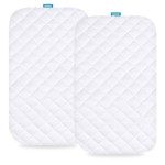 Waterproof Quilted Bassinet Mattress Pad Cover Compatible with Arm\'s Reach Clear-Vue, Cambria, Mini Ezee 2 in 1Co-Sleeper Bassinet 2 Pack, Ultra Soft Surface, Breathable and Easy Care