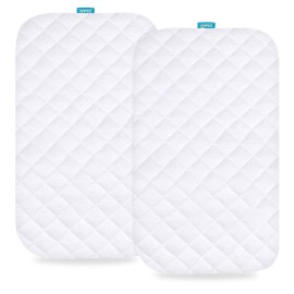 Waterproof Quilted Bassinet Mattress Pad Cover Compatible with Arm\'s Reach Clear-Vue, Cambria, Mini Ezee 2 in 1Co-Sleeper Bassinet 2 Pack, Ultra Soft Surface, Breathable and Easy Care