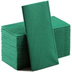 Green Paper Napkins | Linen Feel Guest Disposable Cloth Like Dinner Napkins | Hand Towels | Soft, Absorbent, Paper Hand Napkins for Kitchen, Bathroom, Parties, Weddings, Dinners Or Events | 50 Pack