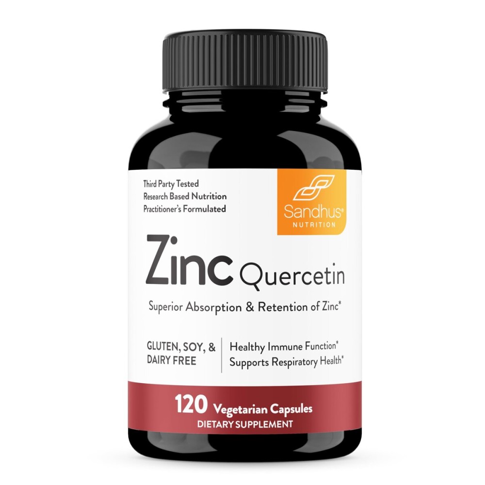 Sandhu\'s Zinc Quercetin 120 Vegetarian Capsules (Pack of 1) | High Absorption Zink Supplements for Immunity and Seasonal Allergy | Antioxidant Immune Support for Men and Women | Easy to Swallow