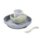 BEABA Silicone 4 Piece Baby Feeding Set, Suction Plates for Baby, High Grade Food Safe Silicone, Rain
