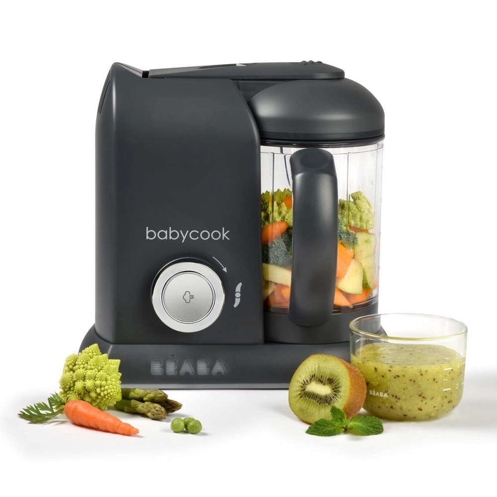 BEABA Babycook Solo 4 in 1 Baby Food Maker, Baby Food Processor Baby Food Steamer, Lrg Capacity 4.5 Cups 27 Servings in 20 Mins, Auto Steam Cooking, Puree Blender, Charcoal