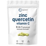 Micro Ingredients Quercetin with Vitamin C and Zinc, 240 Capsules | Quercetin 500mg, Vitamin C 500mg, Zinc 50mg (Picolinate, Citrate, Glycinate, Gluconate) | Complete Immune Support Supplements