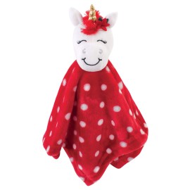 Hudson Baby Unisex Baby Animal Face Security Blanket, Christmas Unicorn, One Size