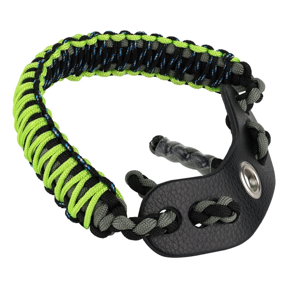 SUNYA Archery Bow Wrist Sling, 550 Paracord Strap Comfortable on Hand.100% Full Grain Leather Yoke, Multiple Camo Colors.Fit Compound Bow Stabilizer & Recurve. (Dark Angel)