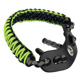 SUNYA Archery Bow Wrist Sling, 550 Paracord Strap Comfortable on Hand.100% Full Grain Leather Yoke, Multiple Camo Colors.Fit Compound Bow Stabilizer & Recurve. (Dark Angel)