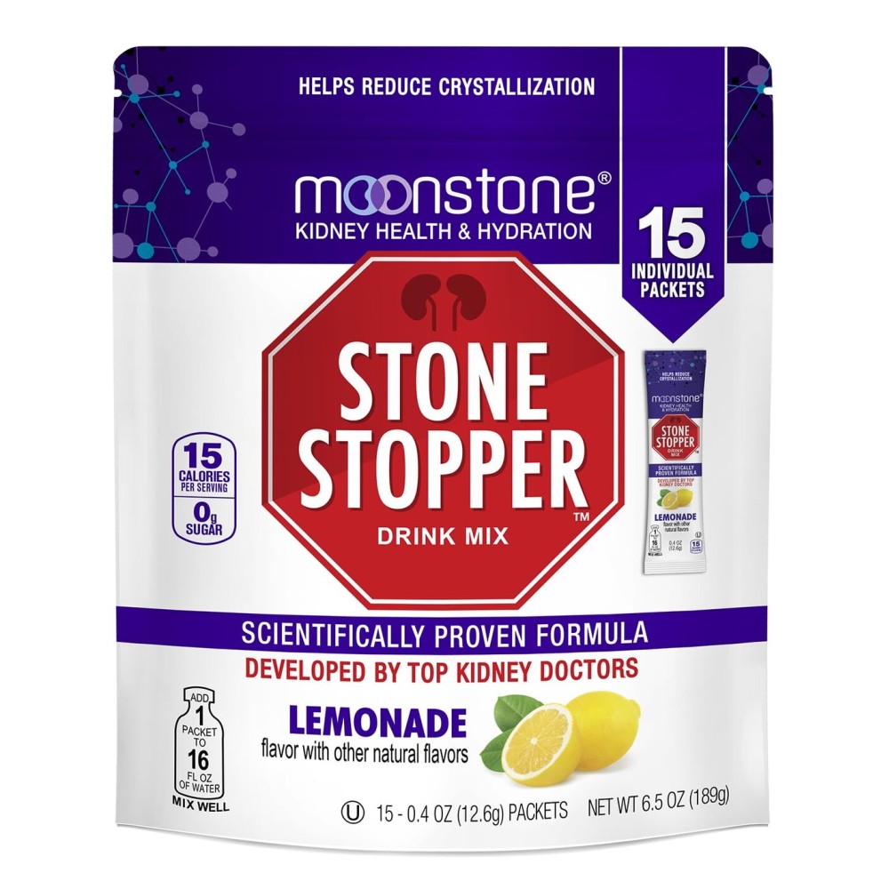 Stone Stopper Drink Mix, Lemonade, Kidney Stone Prevention, Calcium Oxalate Protector, Alkali Citrate Support, Developed by Urologists to Improve Hydration and Support Kidney Health, 15 Day Supply