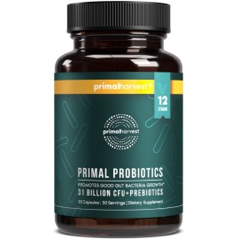 Primal Harvest Probiotics for Women & Men Daily Probiotic Supplement with 12 Strains for Gut & Digestive Health 30 Capsules