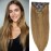 22 Clip in Human Hair Extensions Full Head 200g 10 Pieces 22 Clips Light Brown Double Weft Brazilian Real Remy Hair Extensions Thick Straight (22 200g, 8)
