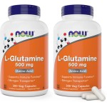 Now L-Glutamine 500mg 300 Veg Capsules (Pack of 2) - Non-GMO Supplement - Vegan Lglutamine 500 mg Caps