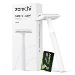 ZOMCHI Double Edge Safety Razor for Men & Women, Metal Razor with 5 Double Edge Safety Razor Blades, Single Blade Razor - White