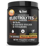 Zeal Electrolyte Powder - 90 Servings | Keto Electrolytes Powder | Zero Sugar, BCAAs, B-Vitamins | Potassium, Zinc, Magnesium | Hydration Powder Recovery Drink | Peach Mango