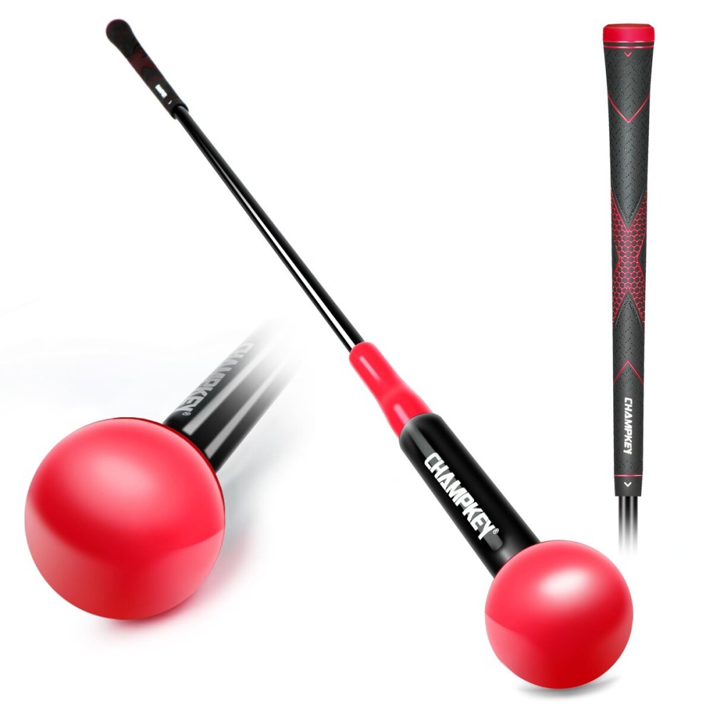 CHAMPKEY Golf Swing Trainer - Tempo & Flexibility Training Aids Warm-Up Stick Ideal for Golf Indoor & Outdoor Practice (Red, 40 Inches)