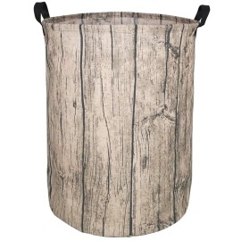 KUNRO Round Laundry Gift Basket Storage Hamper, Clothes Storage Organizer Bins, Shelf Basket with Handles for Room Decor (Tree Stump)