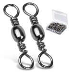 AMYSPORTS High Strength Barrel Swivels With Solid Ring - Fishing Tackle Line Connector for Saltwater and Freshwater - Stainless Steel Accessories 100pcs 35lbs