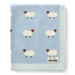 mimixiong Baby Blanket Knit 100% Cotton Toddler Blankets for Boys and Girls with Cute Sheep Size 30 x 40 inches Blue