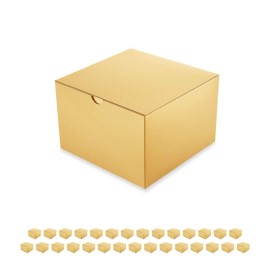 PACKQUEEN 30 Christmas Gift Boxes 6x6x4 Inches Small Gift Box with Lids, Gold Gift Boxes Bulks for Wedding, Party, Birthday, Bridesmaid Proposal Boxes for Light Weight Gifts (Glossy Gold, Grain Texture)
