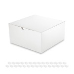 PACKQUEEN 30 Gift Boxes 8x8x4 Inches with Lids - Bridesmaid Proposal Boxes, Bulk for Light Weight Gifts, Crafting (Glossy White, Grain Texture)