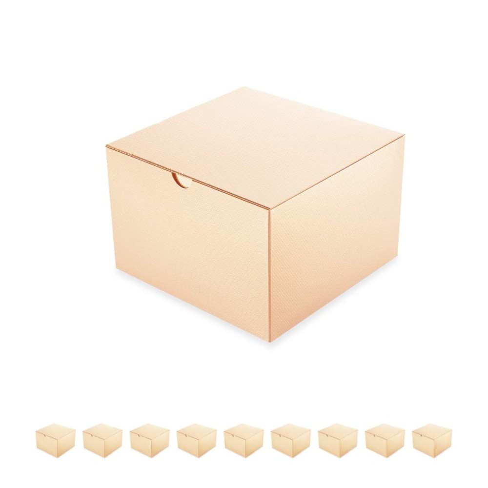 PACKQUEEN Champagne Gold Christmas Gift Boxes 10 Pack 6x6x4 Inches, Small Gift Boxes with Lids, Bridesmaid Proposal Boxes for Wedding, Party, Light Weight Gifts (Glossy Champagne Gold, Grain Texture)