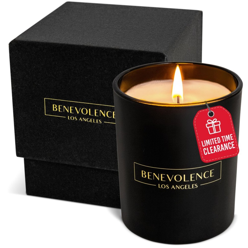 Benevolence LA Clearance Candle Rose & Sandalwood Christmas Scented Candles | Soy Candles, Black Holiday Candle for Home | Gifts for Women and Men | Home Fragrance | Aromatherapy | 6oz
