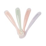 BEABA First Stage Baby Feeding Spoon Set, The Original Soft Tip Silicone Spoons for Babies, Gum Friendly BPA Lead Phthalate and Plastic Free, Great Gift Set (4 Pack), Rose
