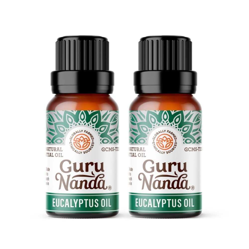 GuruNanda Eucalyptus Essential Oil -100% Pure, Natural and Undiluted Aromatherapy Oil for Diffusers - Enhances Your Breathing Space - Perfect for Massages (2X0.5 Fl Oz)