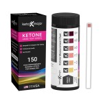 150 Ketone Urine Test Strips, App & Keto Guide eBook Included, Extra-Long for Easy Sampling, Urinalysis Test for Ketosis on Ketogenic and Low-Carb Diets