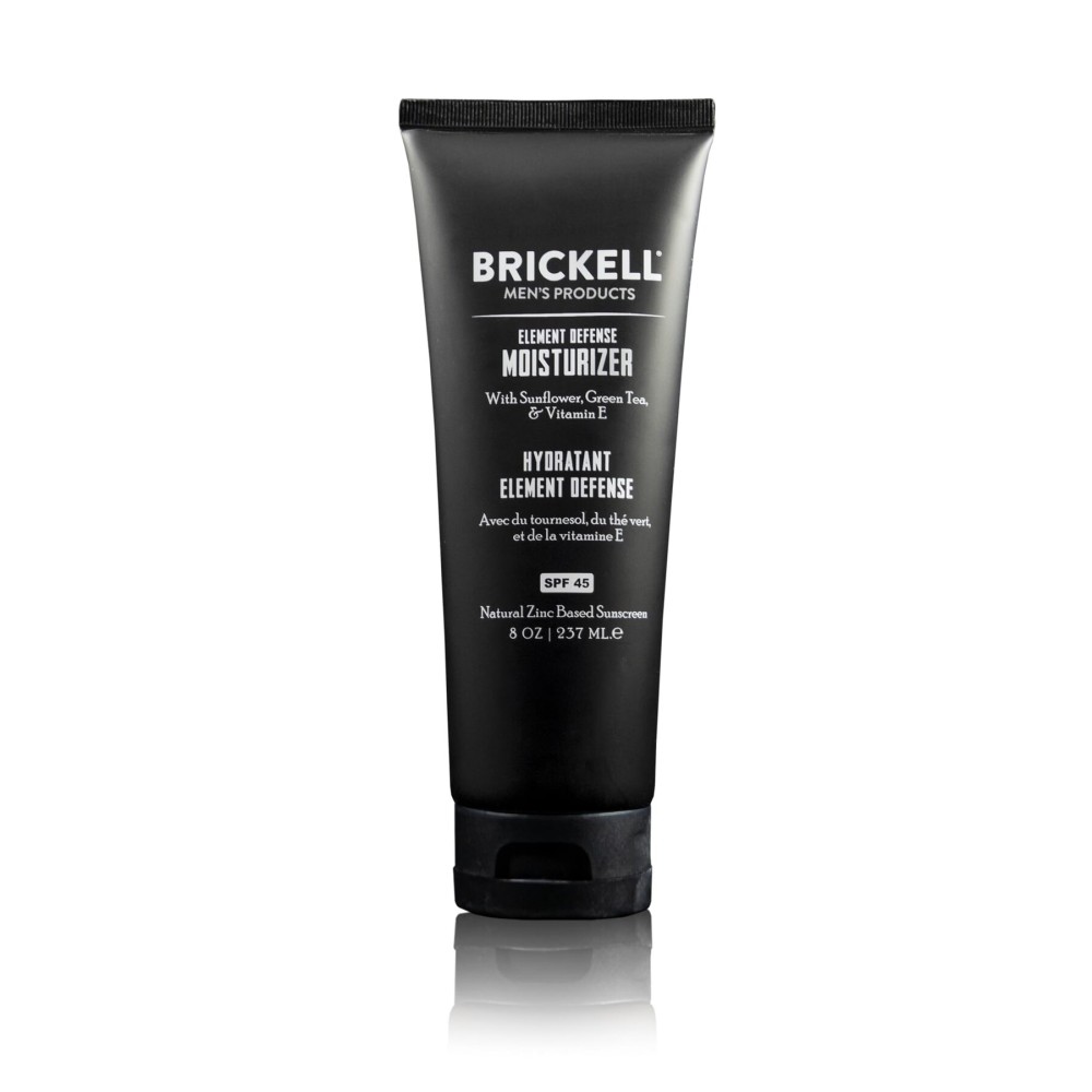 Brickell Men\'s Element Defense SPF45 Moisturizer for Men, Natural & Organic, Zinc Oxide Mineral Sunscreen, Hydrates and Protects Skin Against UVA/UVB Rays, 8 Ounce, Unscented