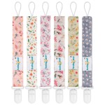 babygoal Floral Pacifier Clips, 6 Pack Binky Paci Holder Clips Leashes Fits Most Pacifiers and Binkies for Baby Girl and Boy Christmas Gift 6PS21